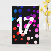 17. Geburtstag Rainbow Dots auf Black Karte (Gelbe Blume)