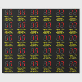 17. Geburtstag: Red Digital Clock Style "17" + Nam Geschenkpapier