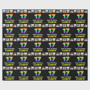 17. Geburtstag: Regenbogen "17"; benutzerdefiniert Geschenkpapier