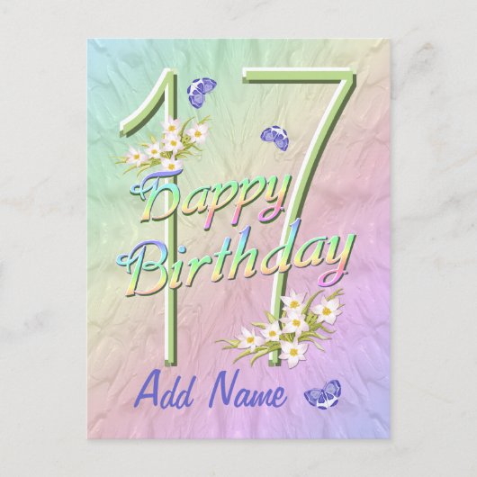 17. Geburtstag Schmetterling Tanz Postkarte (Vorderseite)