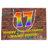 17. Geburtstag: Spaß, Graffiti-Inspiriert Regenbog Große Geschenktüte (Vorderseite)