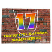 17. Geburtstag: Spaß, Graffiti-Inspiriert Regenbog Große Geschenktüte (Rückseite)