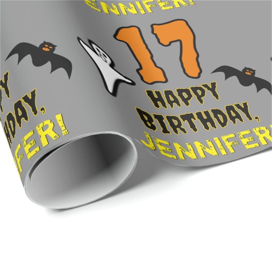 17. Geburtstag: Spooky Halloween Thema, Individuel Geschenkpapier (Rolleneckpunkt)