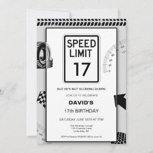17. Geburtstag von Speed Limit Boy Einladung