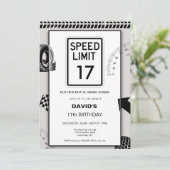 17. Geburtstag von Speed Limit Boy  Einladung (Stehend Vorderseite)