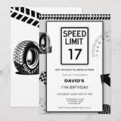 17. Geburtstag von Speed Limit Boy  Einladung (Vorne/Hinten)
