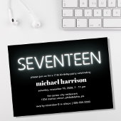 17. Geburtstag Weißes Neonlicht-Party Einladung