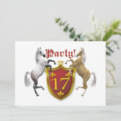 17. Geburtstags-Party Einladung mit Wappen (Stehend Vorderseite)