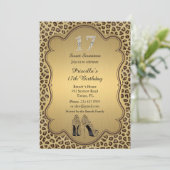 17. Geburtstagseinladung, Zahldiamanten, Gepard Einladung (Stehend Vorderseite)
