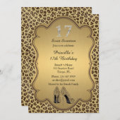 17. Geburtstagseinladung, Zahldiamanten, Gepard Einladung (Vorne/Hinten)