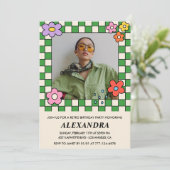 17. Geburtstagseinladungen Retro Groovy Blume Einladung (Stehend Vorderseite)