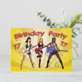 17. Geburtstagsfeier mit einer Mädchensband Einladung (Stehend Vorderseite)