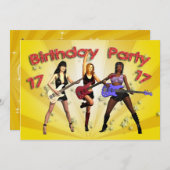 17. Geburtstagsfeier mit einer Mädchensband Einladung (Vorne/Hinten)