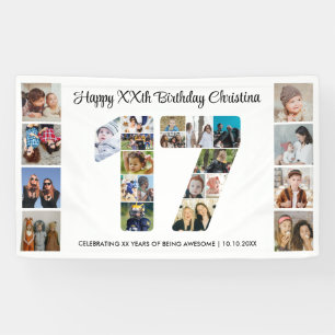 17. Geburtstagsfeier Nummer 17 Fotocollage Banner