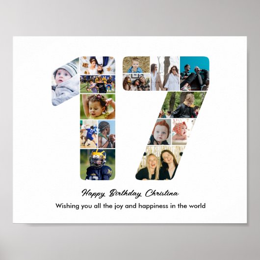 17. Geburtstagsfeier Nummer 17 Fotocollage Poster (Vorne)
