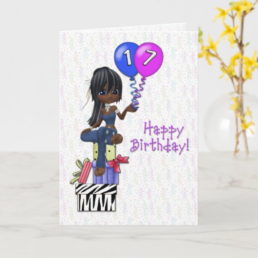 17. Geburtstagsmädchen Karte (Gelbe Blume)