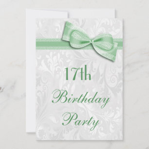 17. Geburtstagsparty Damask und Imitate Bow Einladung