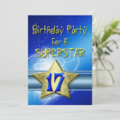 17. Geburtstagsparty Einladung für einen Superstar (Stehend Vorderseite)