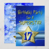 17. Geburtstagsparty Einladung für einen Superstar (Vorne/Hinten)