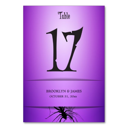 17 Halloween-Tischnummern Lila Spider Tischnummer (Vorderseite)