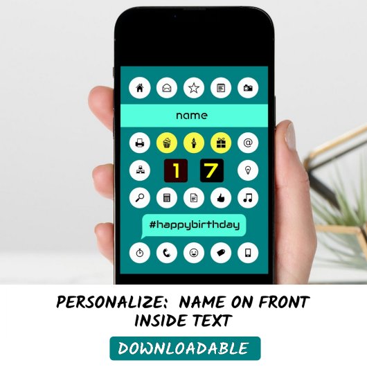 17. Hashtag Computing Geburtstag hinzufügen Karte