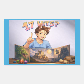 17 HITS? Funny RPG Anime T-Shirt | Dungeon Master  Rechteckiger Aufkleber