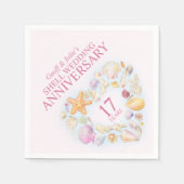 17. Hochzeitstag Muscheln Aquarellherz Serviette (Vorderseite)