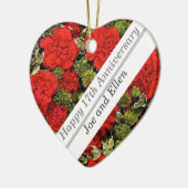 17. Hochzeitstag, Rote Nelken Keramik Ornament (Links)