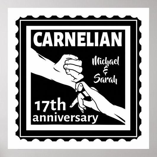 17. Hochzeitstag Schwarzweiß Poster (Vorne)