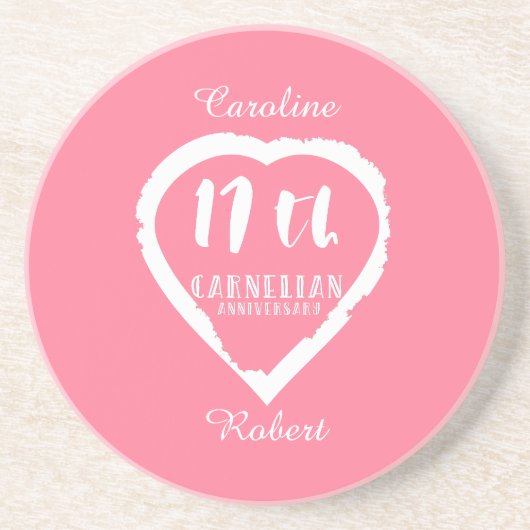 17. Hochzeitstag traditioneller Carnelier Getränkeuntersetzer (Vorne)