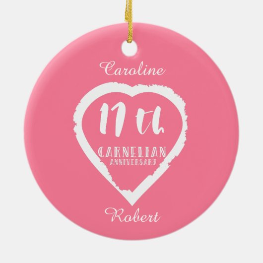 17. Hochzeitstag traditioneller Carnelier Keramik Ornament (Hinten)