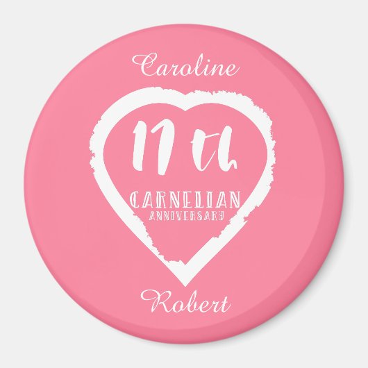 17. Hochzeitstag traditioneller Carnelier Magnet (Vorne)
