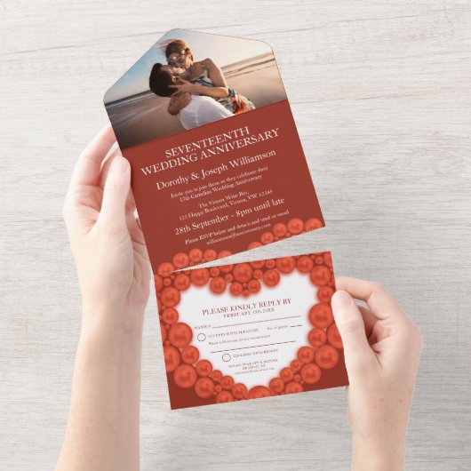 17. Hochzeitstag Veranstaltung carnelian Foto All In One Einladung (Abreißen)