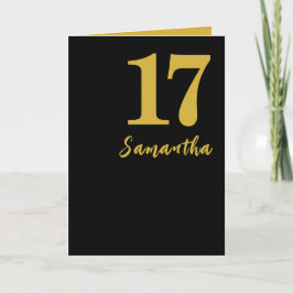 17 Jahre alte Geburtstagskarte, Schwarz und Gold Ankündigung