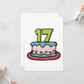 17 Jahre alter Geburtstagskuchen Karte (Vorderseite/Rückseite Beispiel)