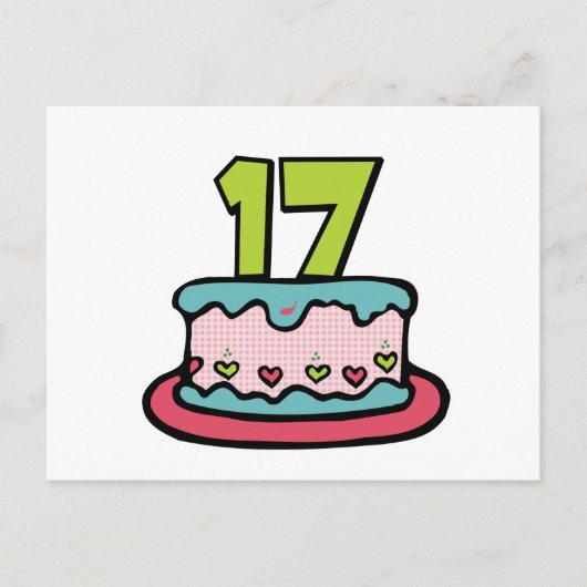 17 Jahre alter Geburtstagskuchen Postkarte (Vorderseite)