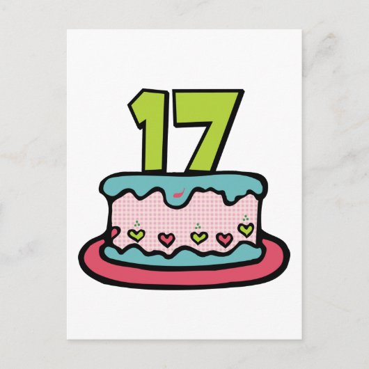 17 Jahre alter Geburtstagskuchen Postkarte (Vorderseite)