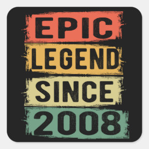 17 Jahre alter Tag Epische Legende 17. Geburtstags Quadratischer Aufkleber