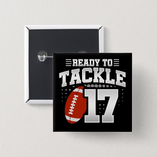 17 Jahre altes Tackle Football Party 17. Geburtsta Button (Vorne & Hinten)