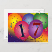 17 Jahre! Birthday Balloons Postkarte (Vorne/Hinten)