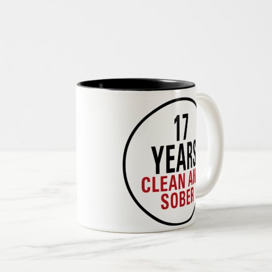 17 Jahre säubern und ernüchtern Zweifarbige Tasse (VorderseiteRechts)