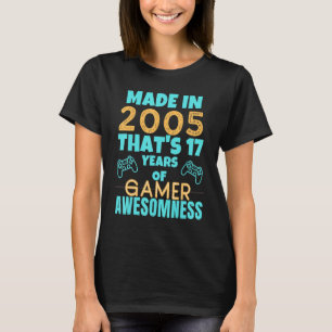 17-jähriges Gamer Geburtstagsparty Thema Geboren i T-Shirt