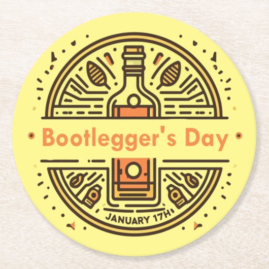 17. Januar - Bootlegger's Day Runder Pappuntersetzer (Vorderseite)