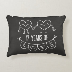 17. Jubiläum Geschenk Chalk Herzen Zierkissen