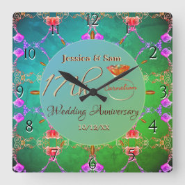 17. Karnelscher Hochzeitstag Quadratische Wanduhr