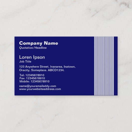 17 Linien - White on Deep Navy Visitenkarte (Vorderseite)