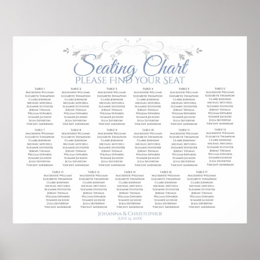 17 Tabelle Blau & Grau Hochzeitstabelle Poster (Vorne)