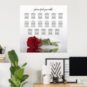 17 Tabelle Elegante Rote Rose Hochzeitskarte Poster (Heimbüro)