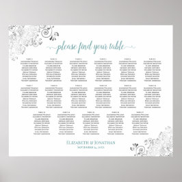 17 Tabelle Frily White Wedding Seating Chart Aquam Poster