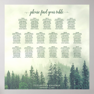 17 Tabelle Grüne Pinienwälder Hochzeitstabelle Poster